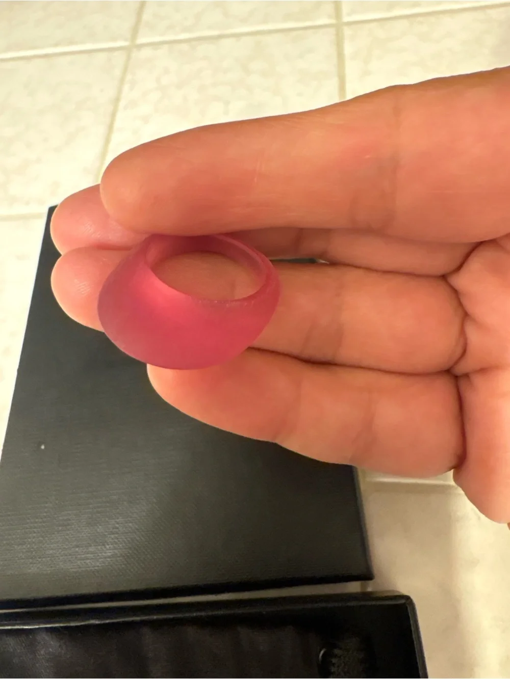 Saint Laurent Ladies Ice Effect Pink Fush Resin Ring Sz 7 new